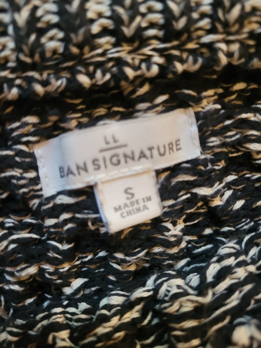 L.L. Bean Cream and Black Marled Fisherman Tunic Sweater - Picture 5 of 6